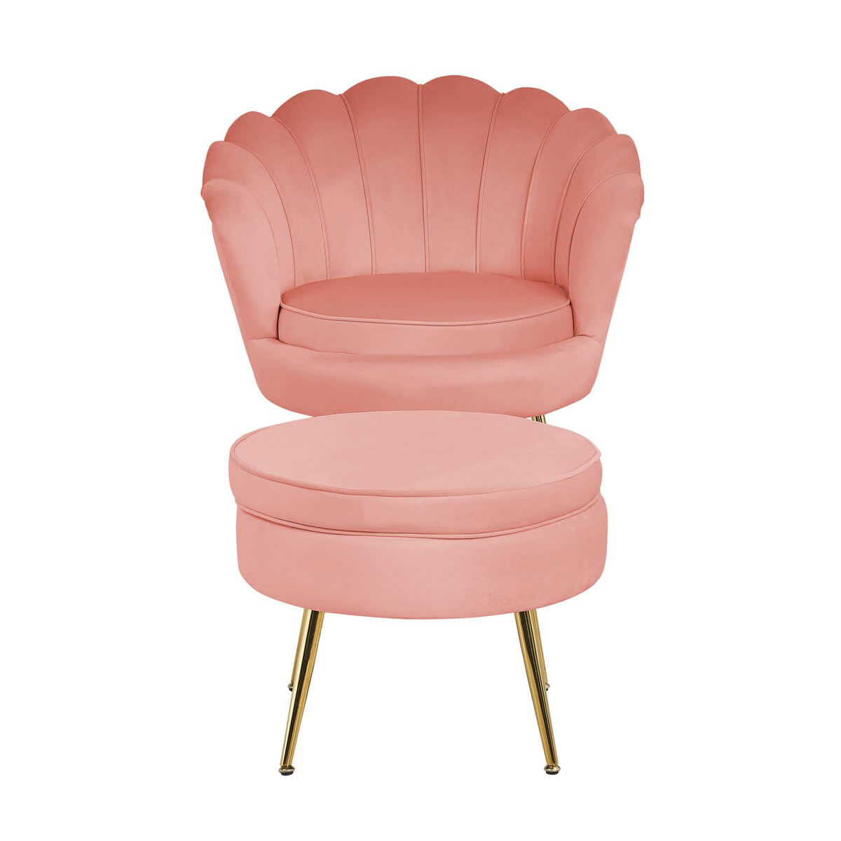 Round pouf in rose velvet - SalesFever