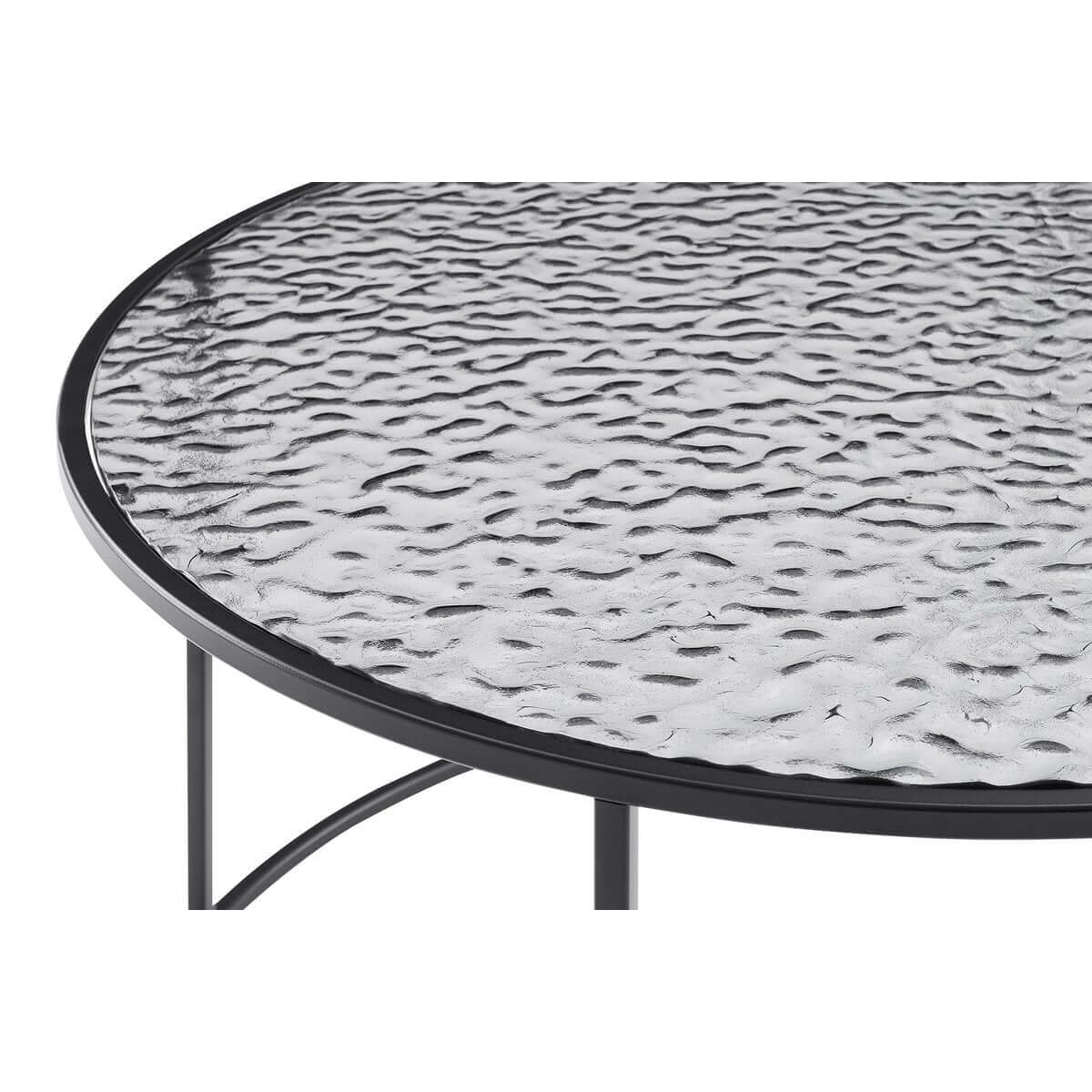 Salontafel rookglas zwart - rond met metalen frame - Ø 80 × 45 cm