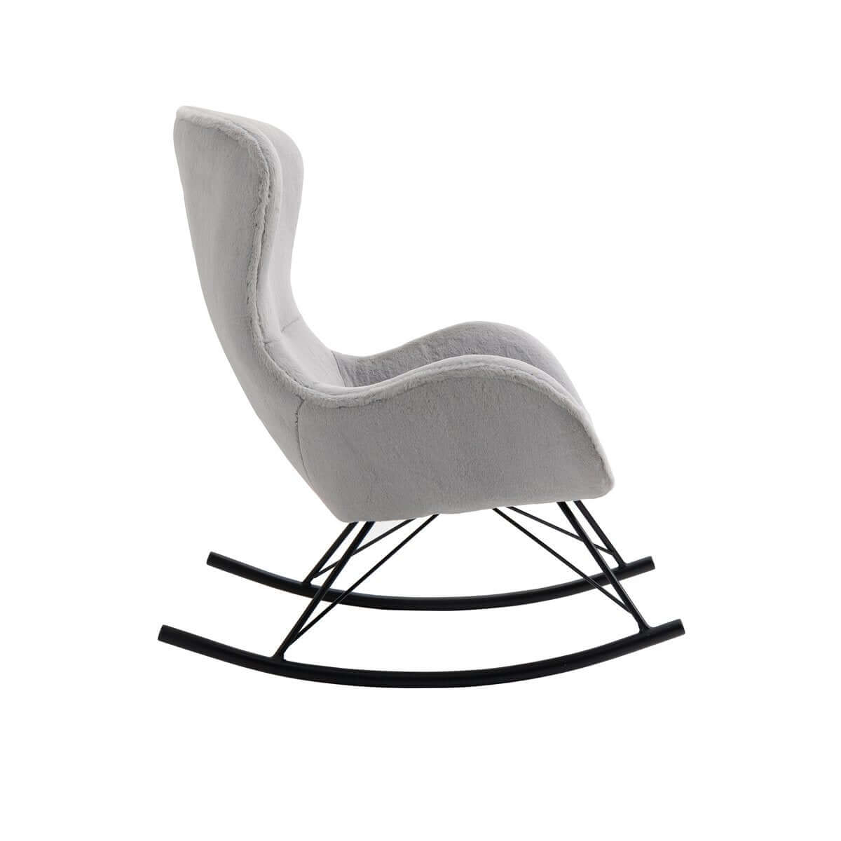 Schaukelstuhl in Lammfelloptik Hellgrau - SalesFever