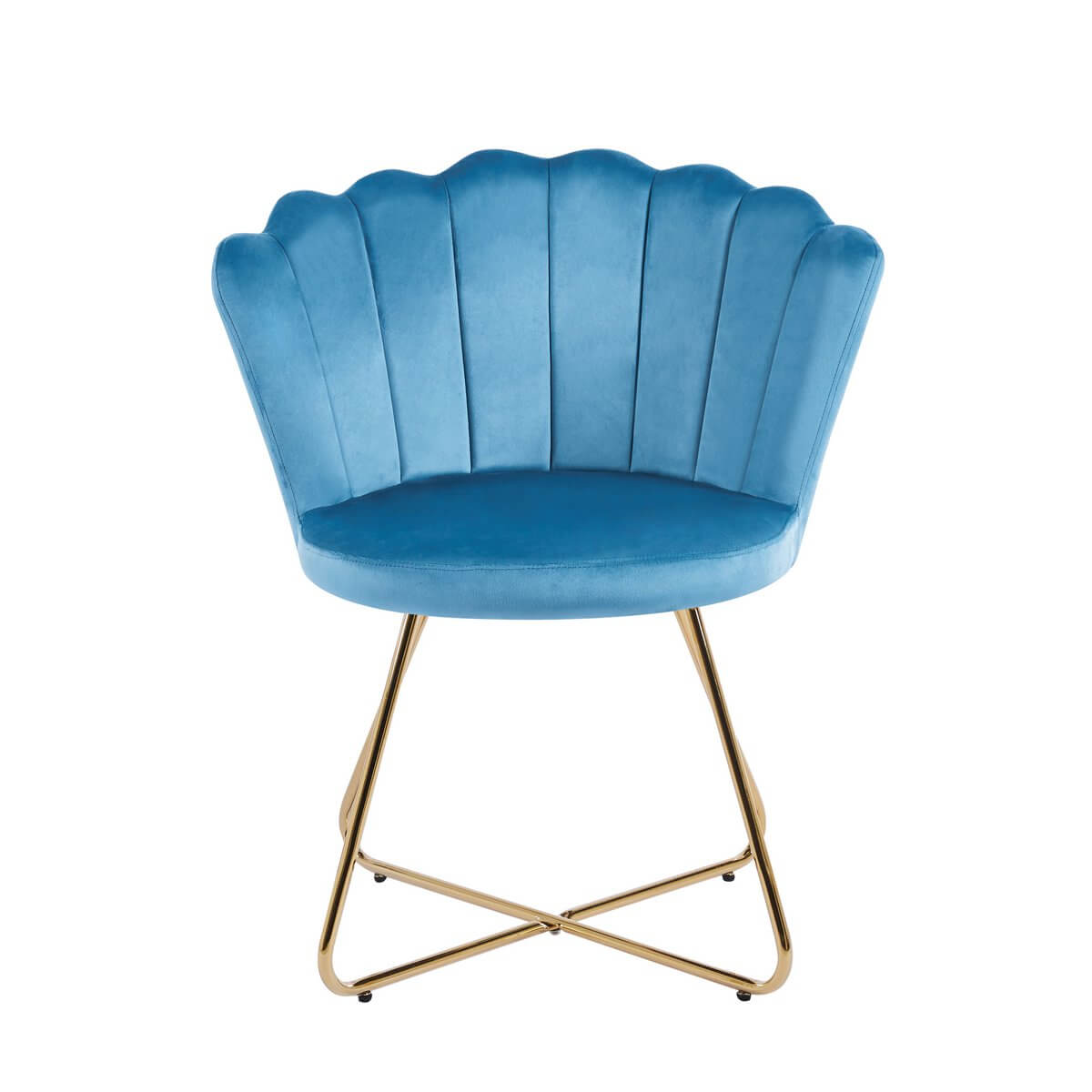 Set of 2 blue velvet shell chairs - SalesFever