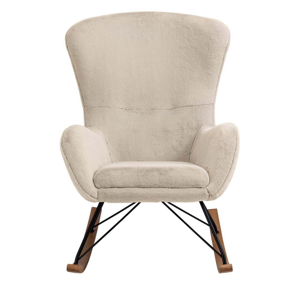 Schaukelstuhl in Lammfelloptik Beige - SalesFever