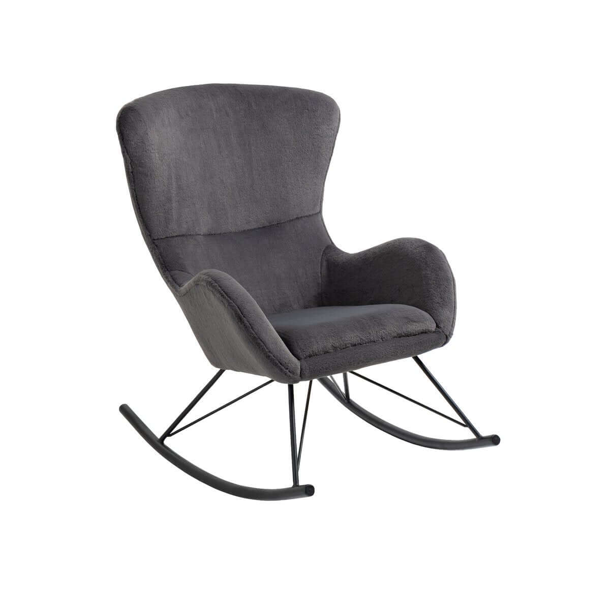 Schaukelstuhl in Lammfelloptik Dunkelgrau - SalesFever