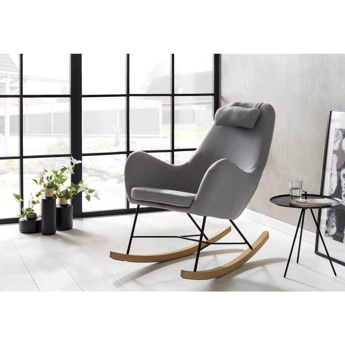 Rocking chair gray textile - SalesFever