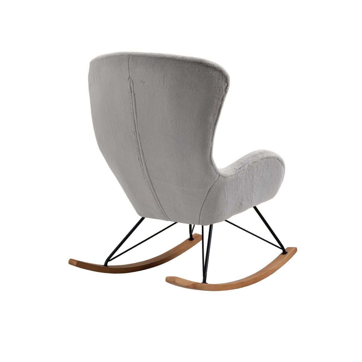 Schaukelstuhl in Lammfelloptik Hellgrau - SalesFever