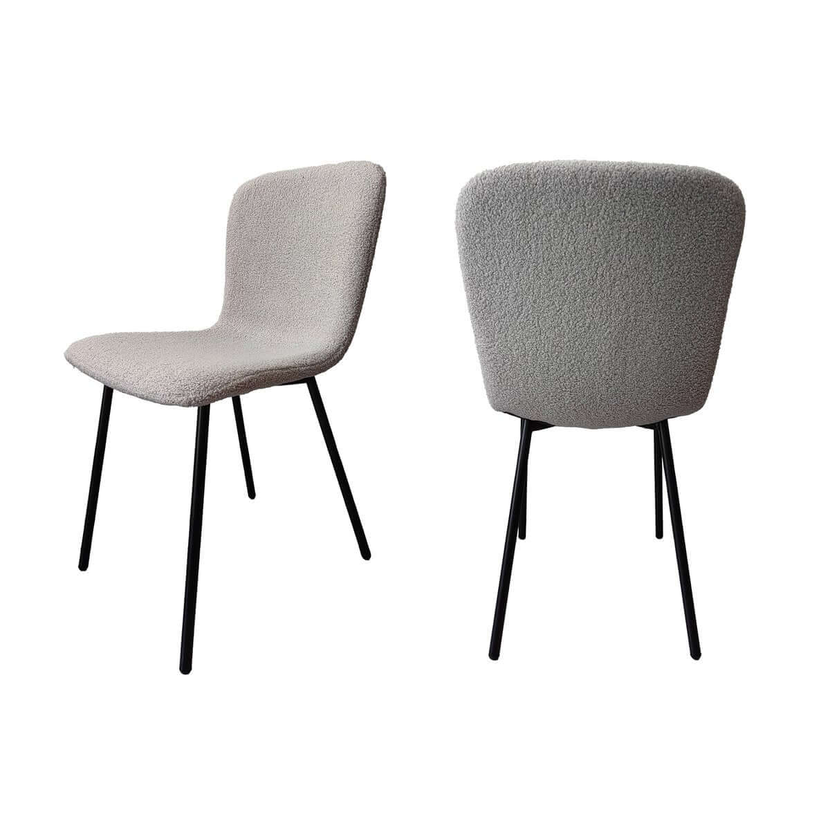 Stuhl Bouclé Optik 4er Set Hellgrau - SalesFever