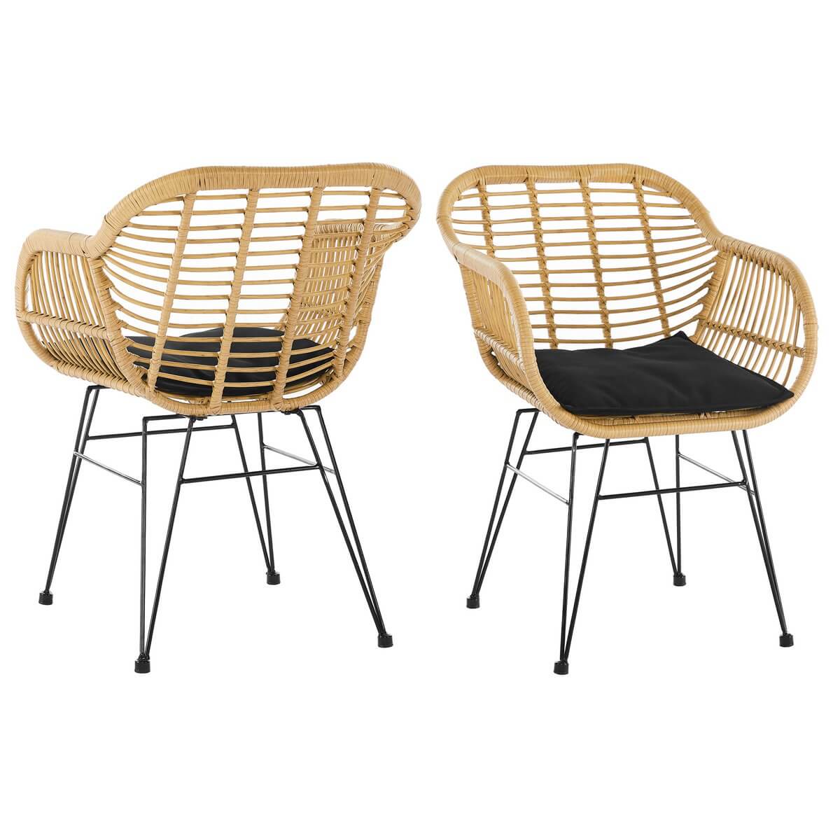 Set of 2 armchairs in rattan look, natural - SalesFever
