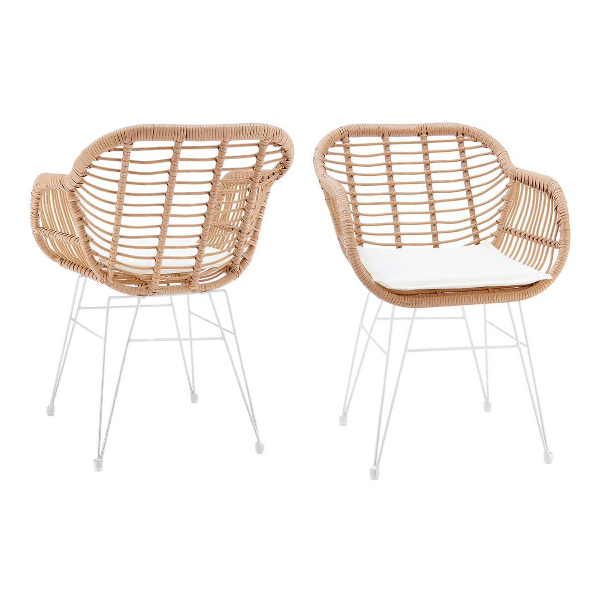 Set of 2 armchairs in rattan look, natural - SalesFever
