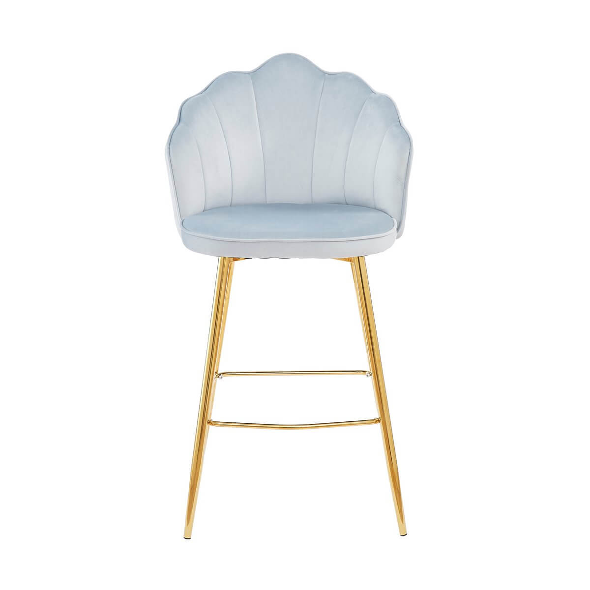 Set of 2 shell design bar stools in light gray velvet - SalesFever