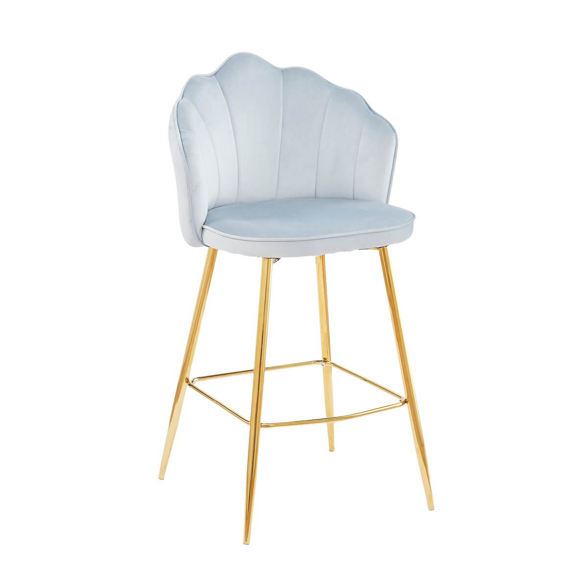 Set of 2 shell design bar stools in light gray velvet - SalesFever