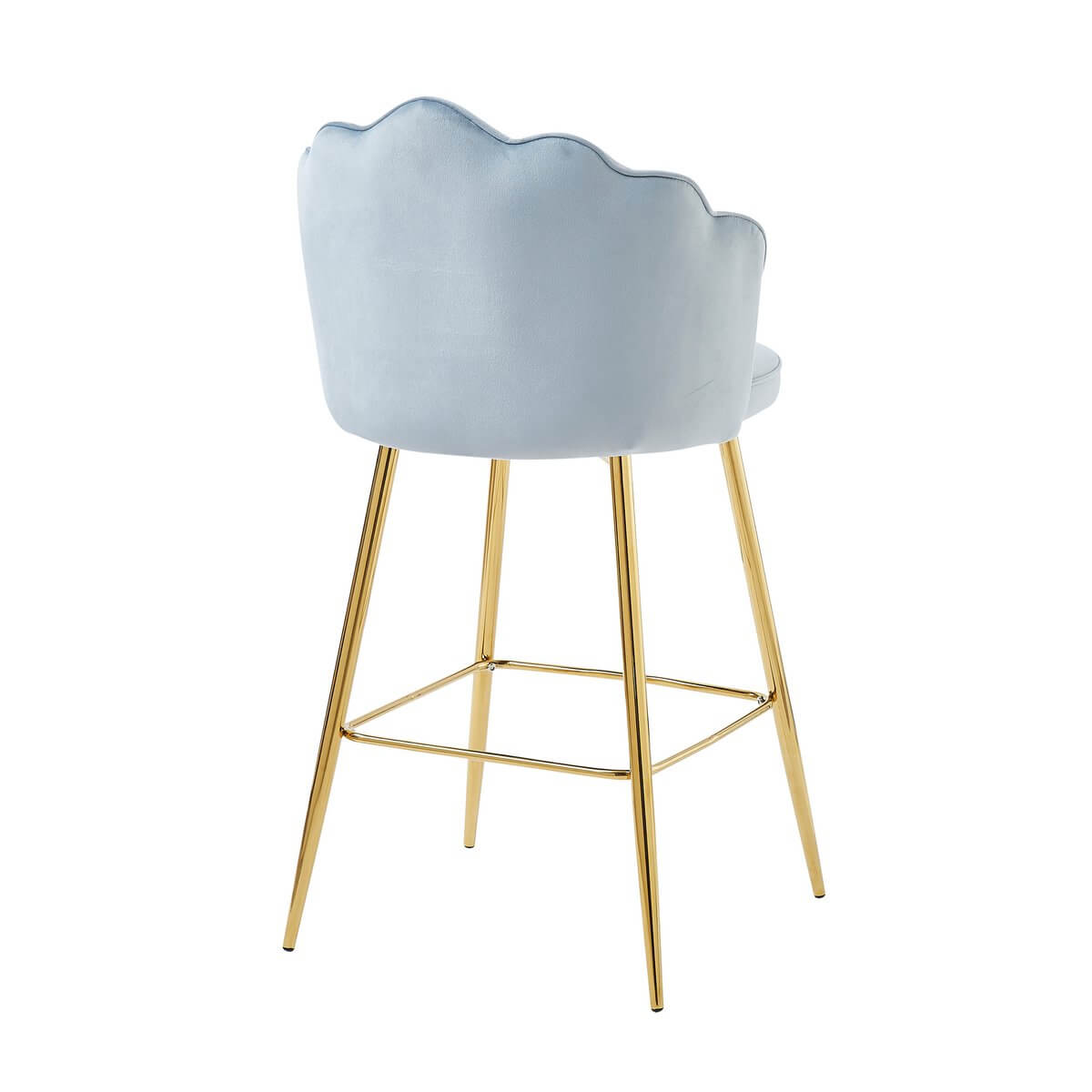 Set of 2 shell design bar stools in light gray velvet - SalesFever
