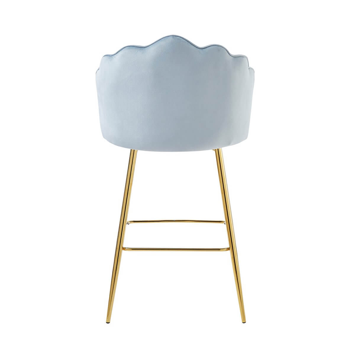 Set of 2 shell design bar stools in light gray velvet - SalesFever