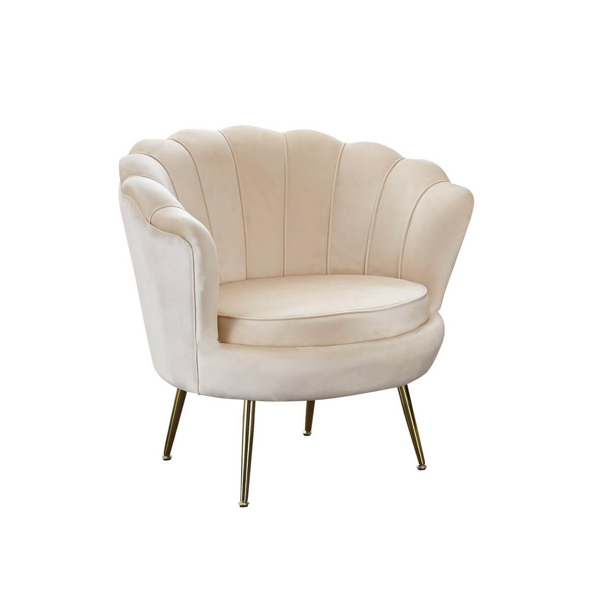 Shell armchair in beige velvet - SalesFever