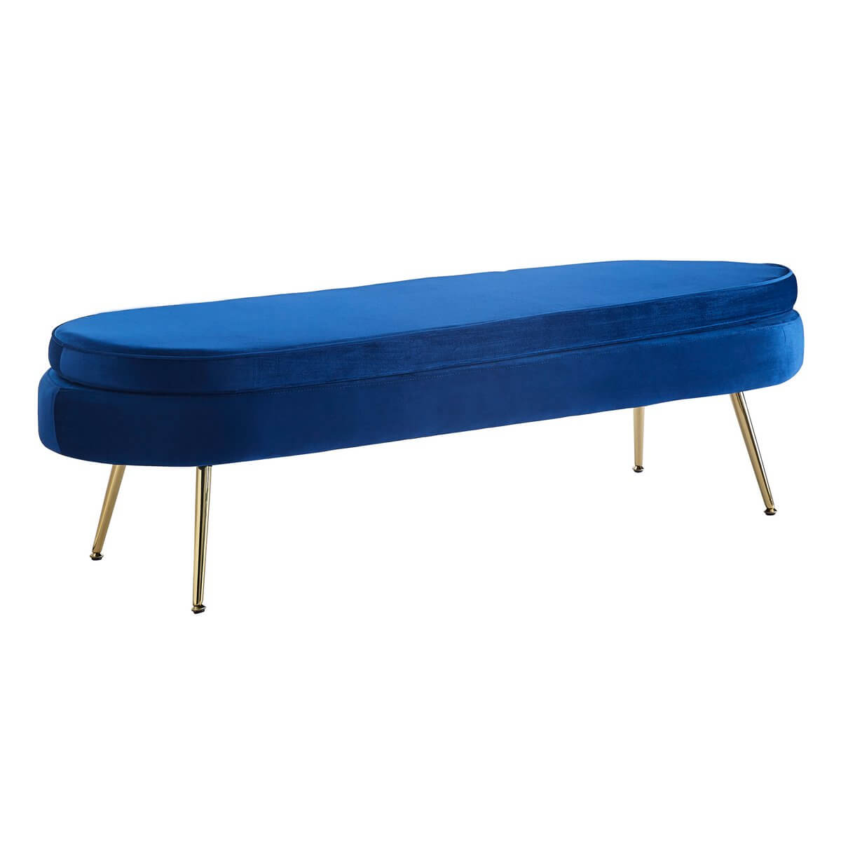 Sitzpouf oval lang aus Samt Dunkelblau - SalesFever