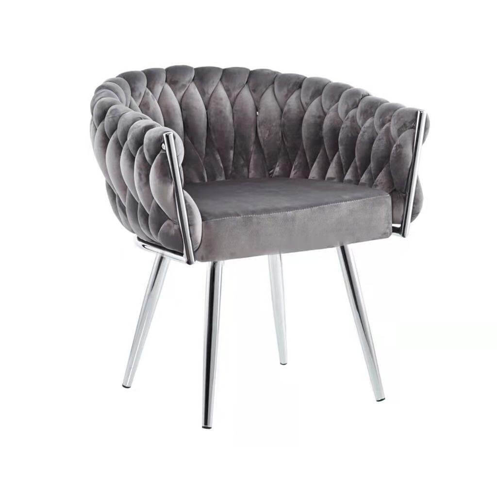 Eva Chair Velvet Gray Chrome Frame - Luxury Living B.V.