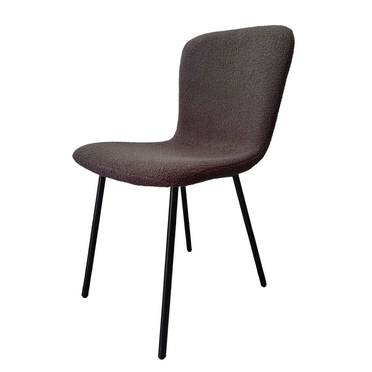 Bouclé look chair set of 4 dark gray - SalesFever