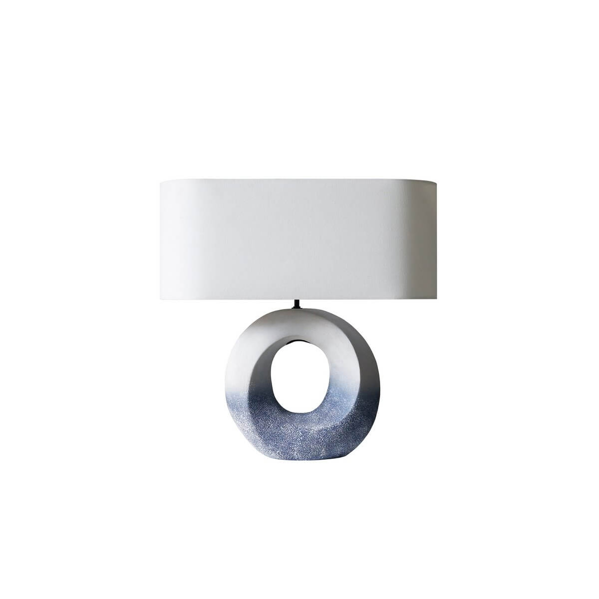 Table lamp ceramic/linen blue/white - SalesFever