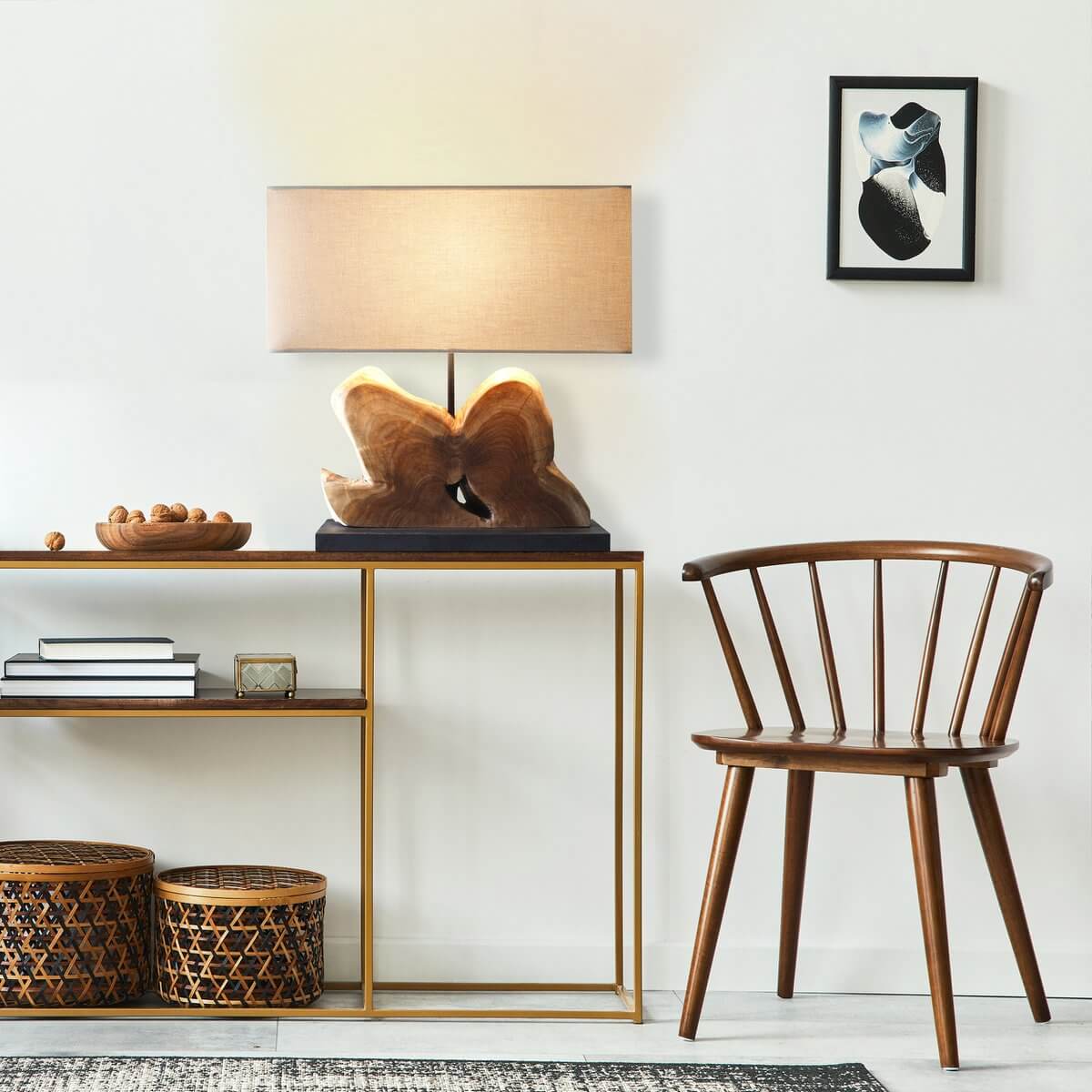 Tischleuchte Treibholz/Leinen Natur 50 cm - SalesFever