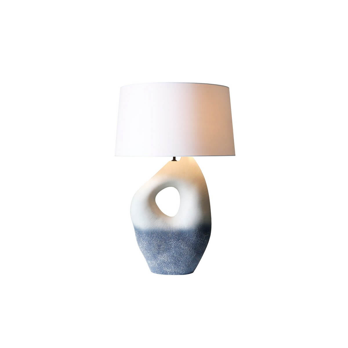 Table lamp ceramic/linen blue/white - SalesFever