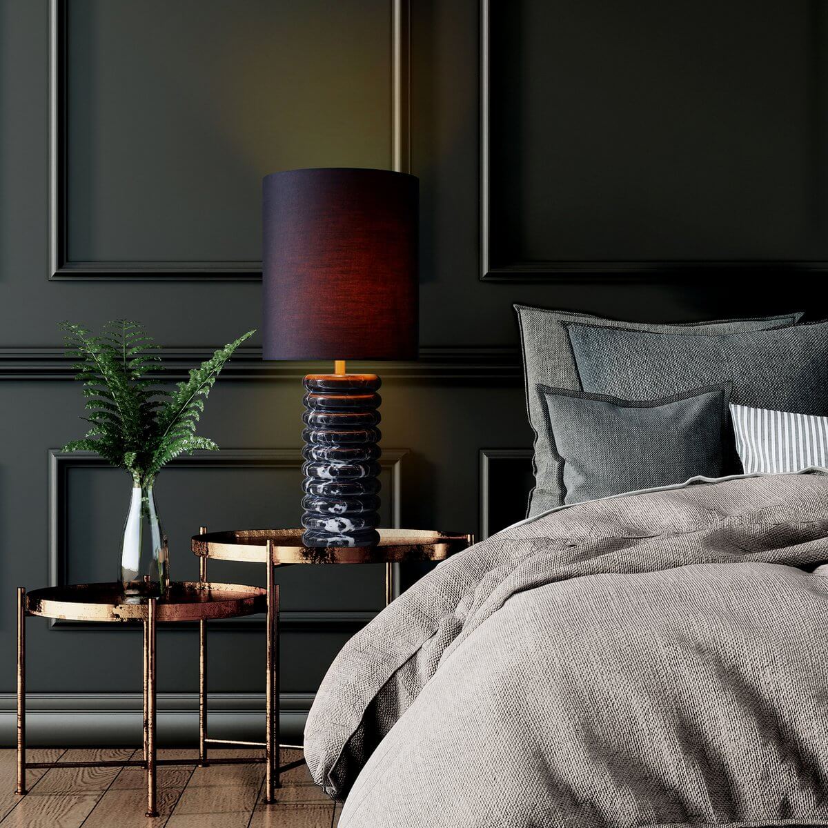 Table lamp marble/cotton black - SalesFever