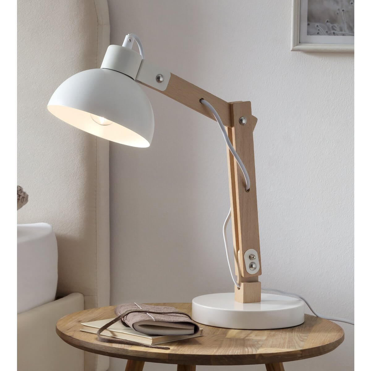 Table lamp Scandinavian white/natural - SalesFever