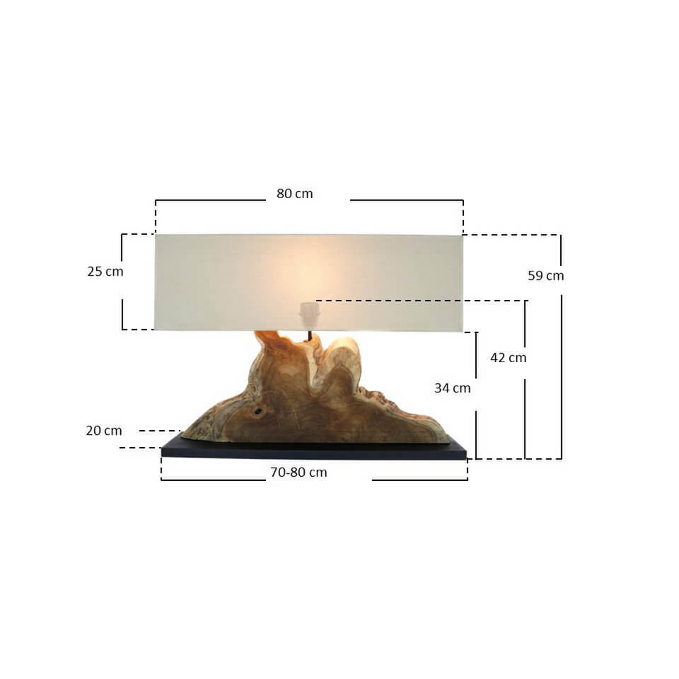 Tischleuchte Treibholz/Leinen Natur 59 cm - SalesFever