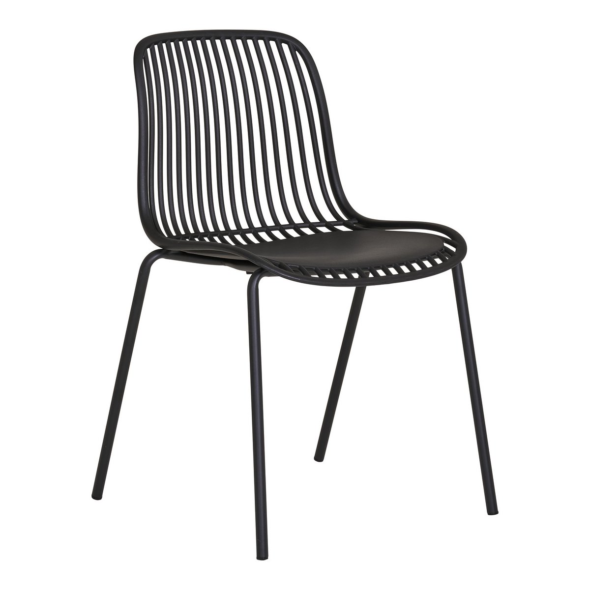 Branson Garden Chair - Zwart, stapelbaar, 55x46,5x82 cm - set van 4 - House Nordic ApS