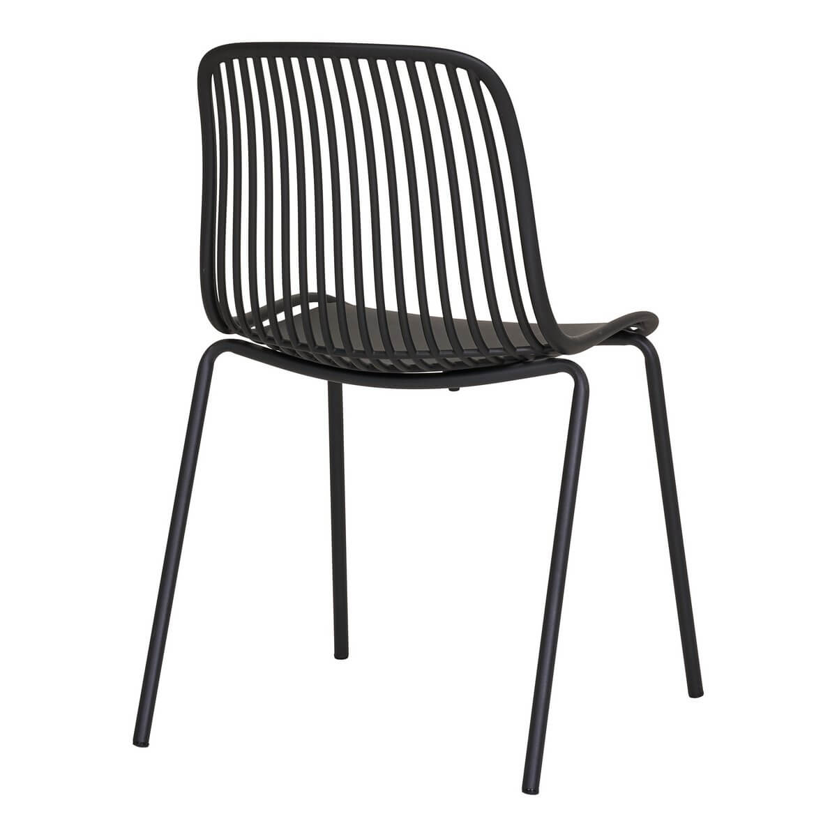 Branson Garden Chair - Zwart, stapelbaar, 55x46,5x82 cm - set van 4 - House Nordic ApS