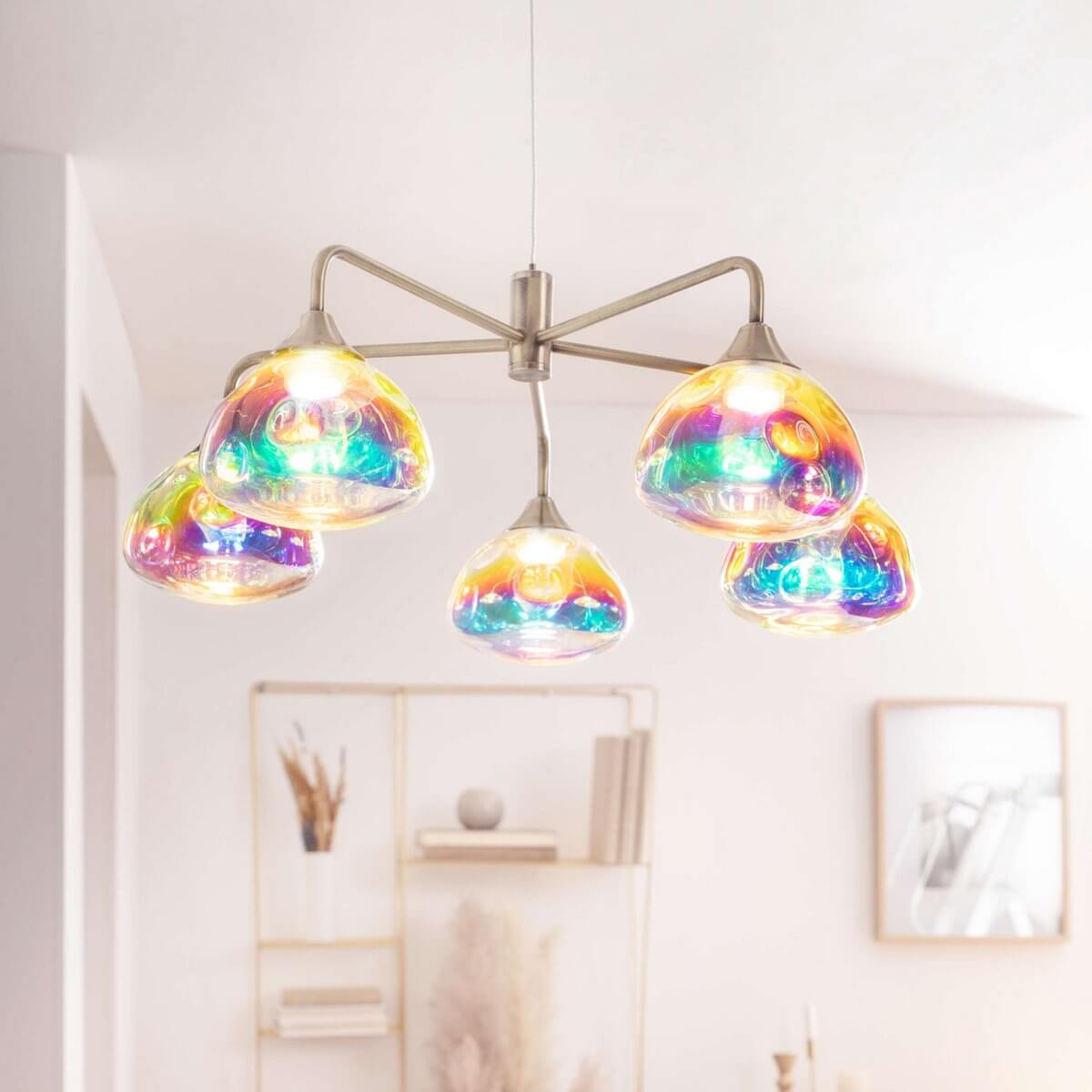 Varna hanglamp met irisglas - 5 lichtpunten - Ø 50 × 120 cm