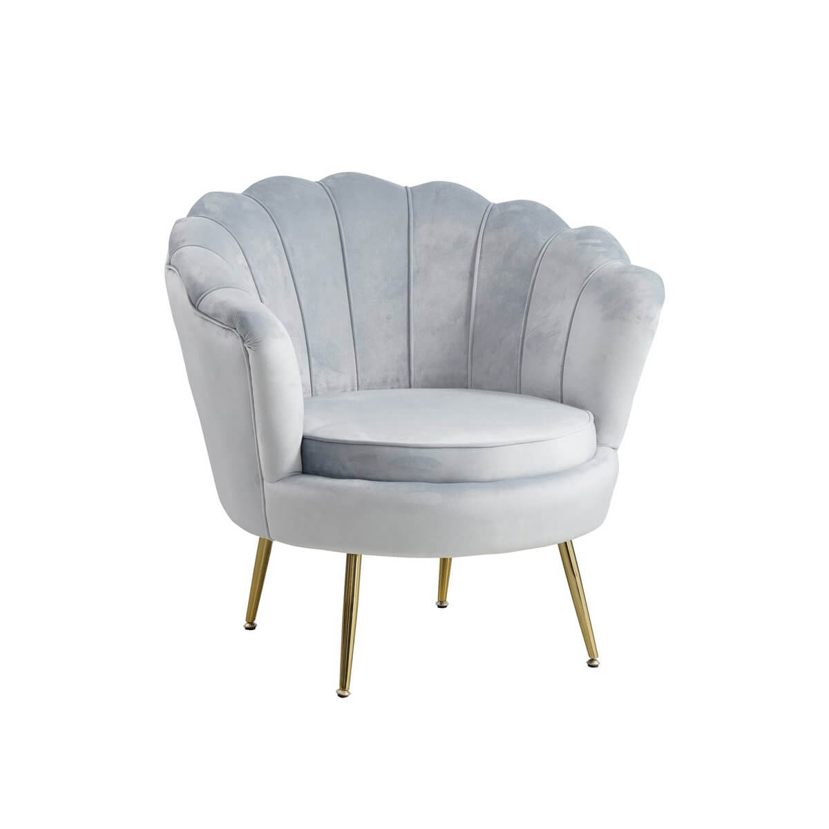 Velvet shell armchair in light grey - SalesFever
