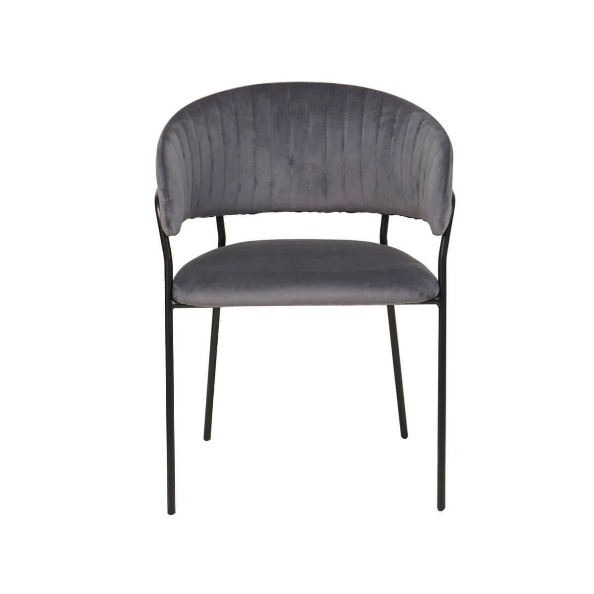 Gray velvet chair with quilted back - SalesFever