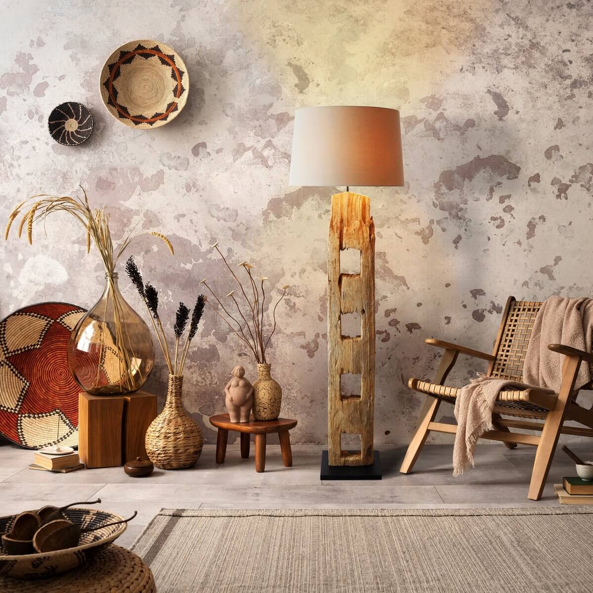 Floor lamp driftwood antique white 175 cm - SalesFever