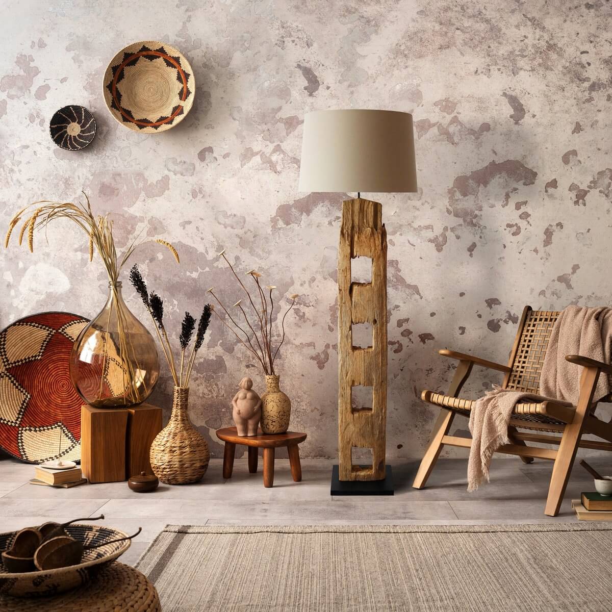 Floor lamp driftwood antique white 175 cm - SalesFever