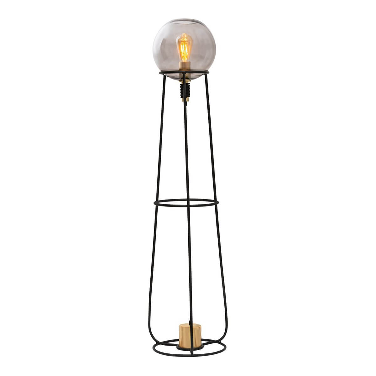 Vloerlamp Zwart Metaal Rookglas – Modern Elegant Design