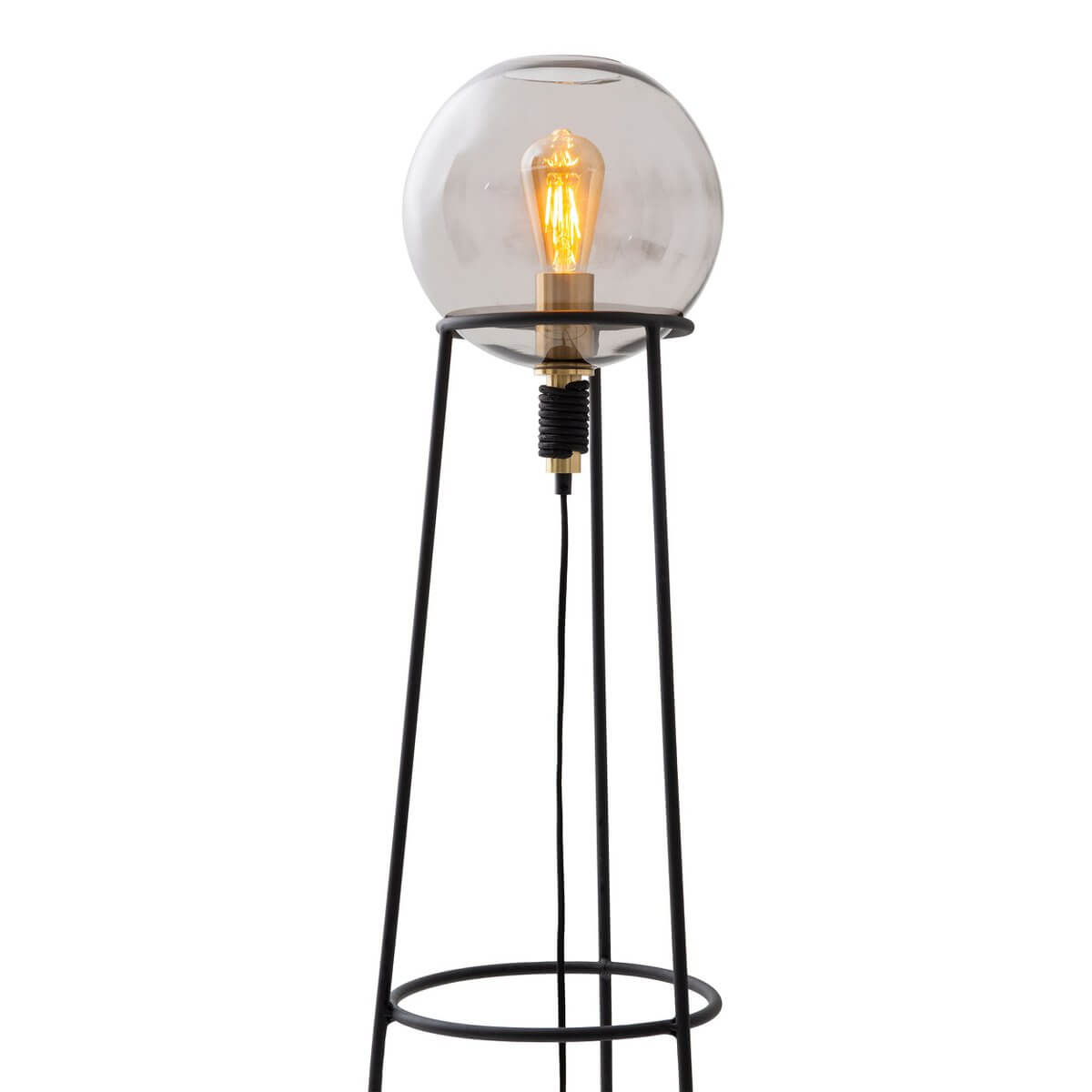 Vloerlamp Zwart Metaal Rookglas – Modern Elegant Design