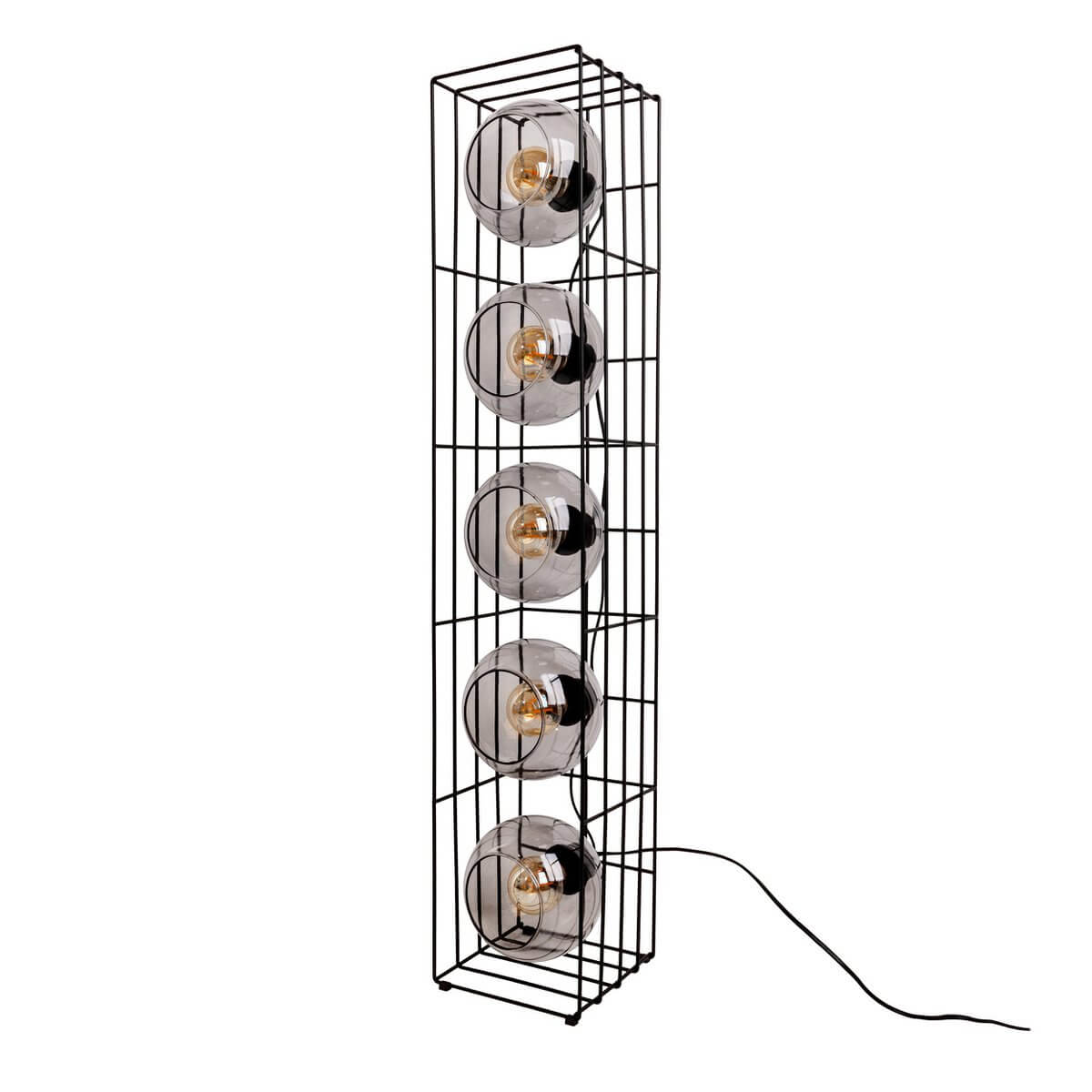 Vloerlamp getint glas zwart metaal - E27 - 18 × 18 × 95 cm