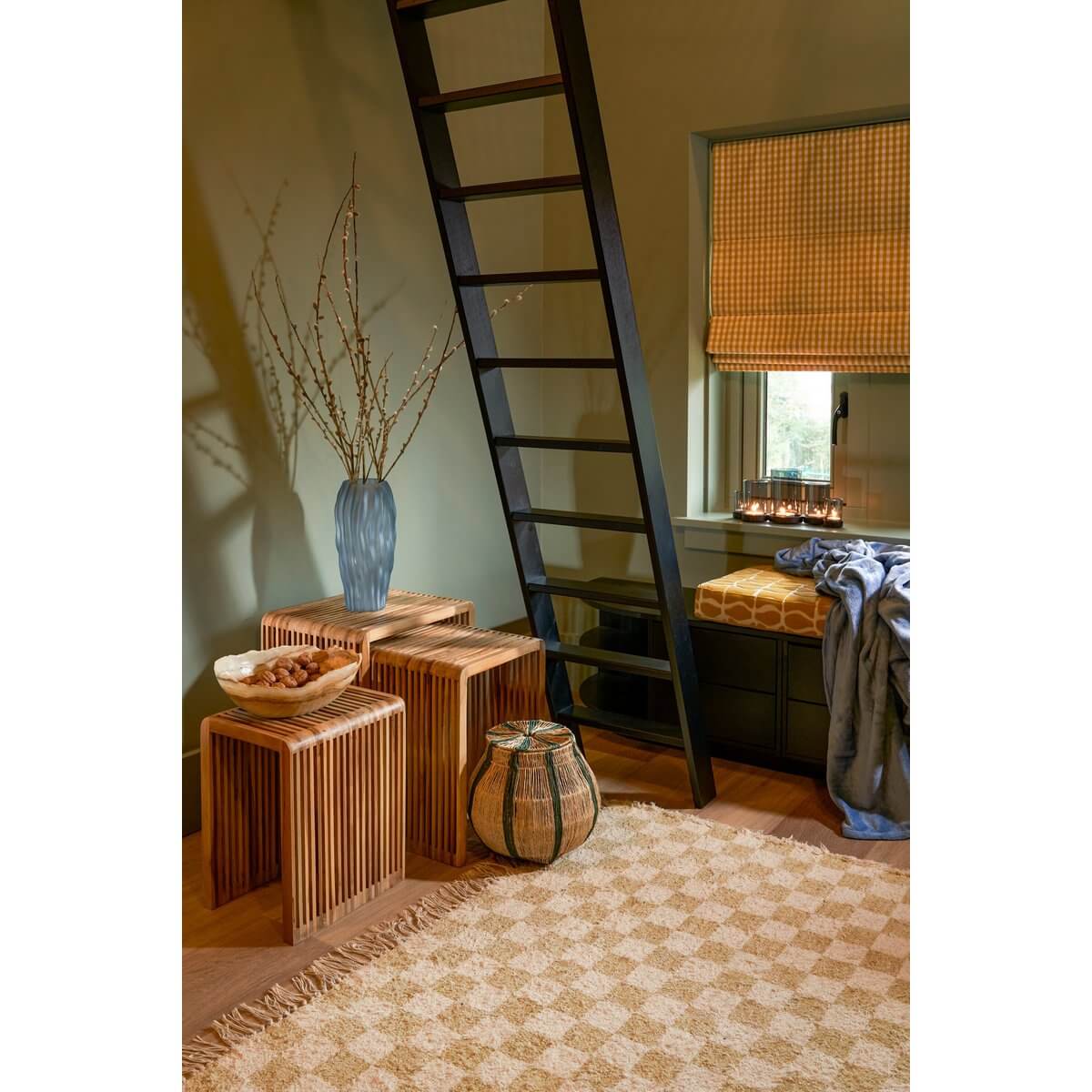 Yonker bijzettafels gerecycled teak bruin - met verticale latjes - set van 3