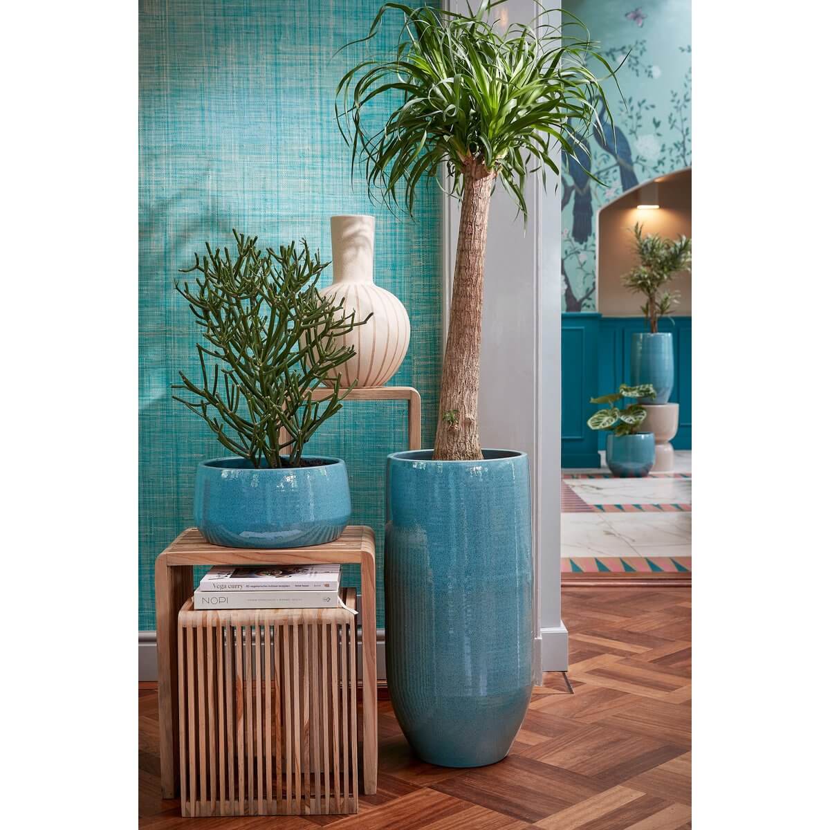 Yonker bijzettafels gerecycled teak bruin - met verticale latjes - set van 3