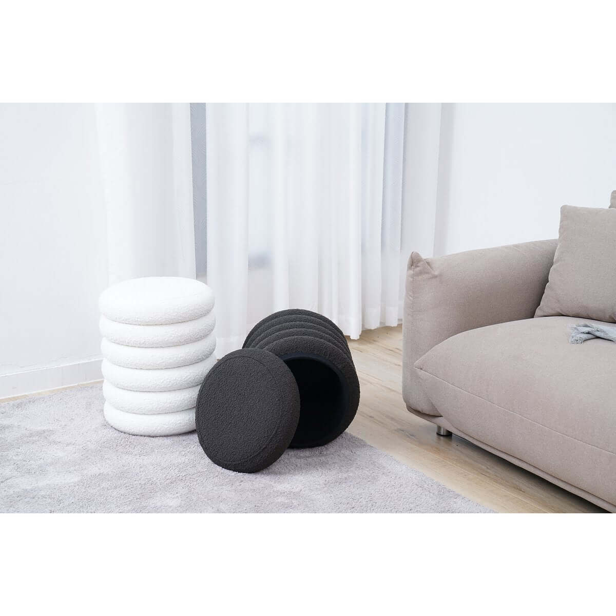 Looped Sitzhocker Ø38 cm Anthrazit - SalesFever