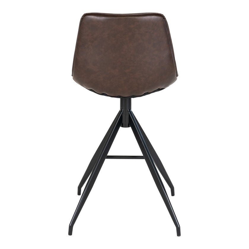 Monaco Counter Chair - Bruin, PU/Staal, 51x44x96 cm - Set van 2