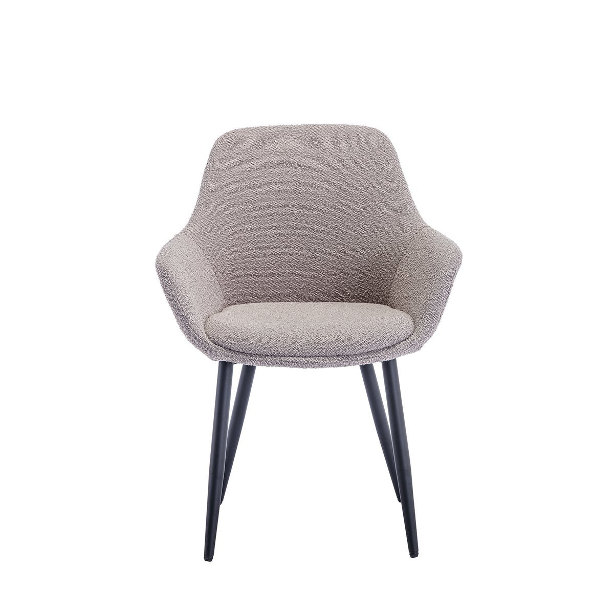 Eetkamerstoel Bruin met Zwart Metalen Frame – Bouclé & Armleuningen – Set van 2 - SalesFever - Casanovio