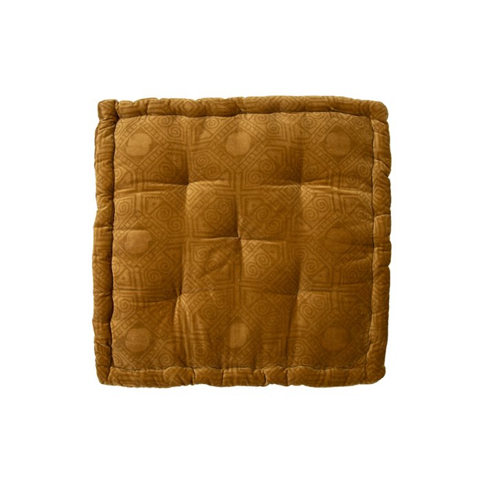Fluwelen Boxkussen Donna mosterd 45x45x10