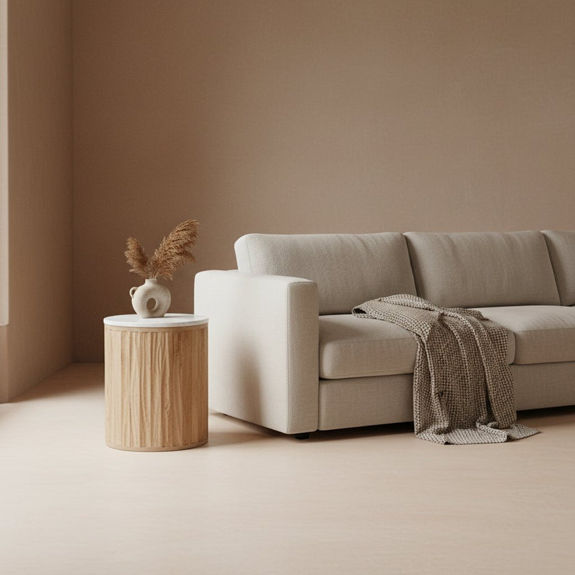 Malakka bijzettafel marmer wit - 40x40x50 cm