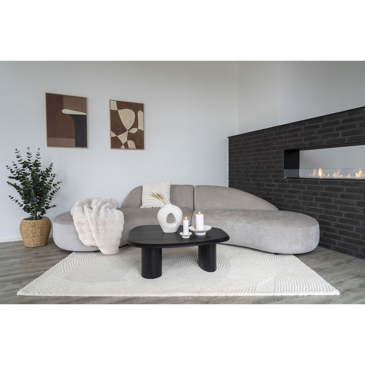 Eucalyptusboom - Groen, PE-kunststof, polyester, draad, cement, 120 cm