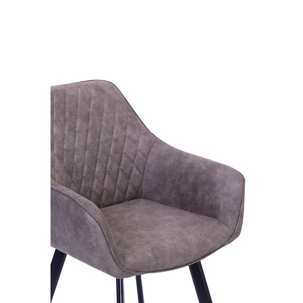 Eetkamerstoel Taupe met Zwart Metalen Frame – Microvezel & – Set van 2 - SalesFever - Casanovio