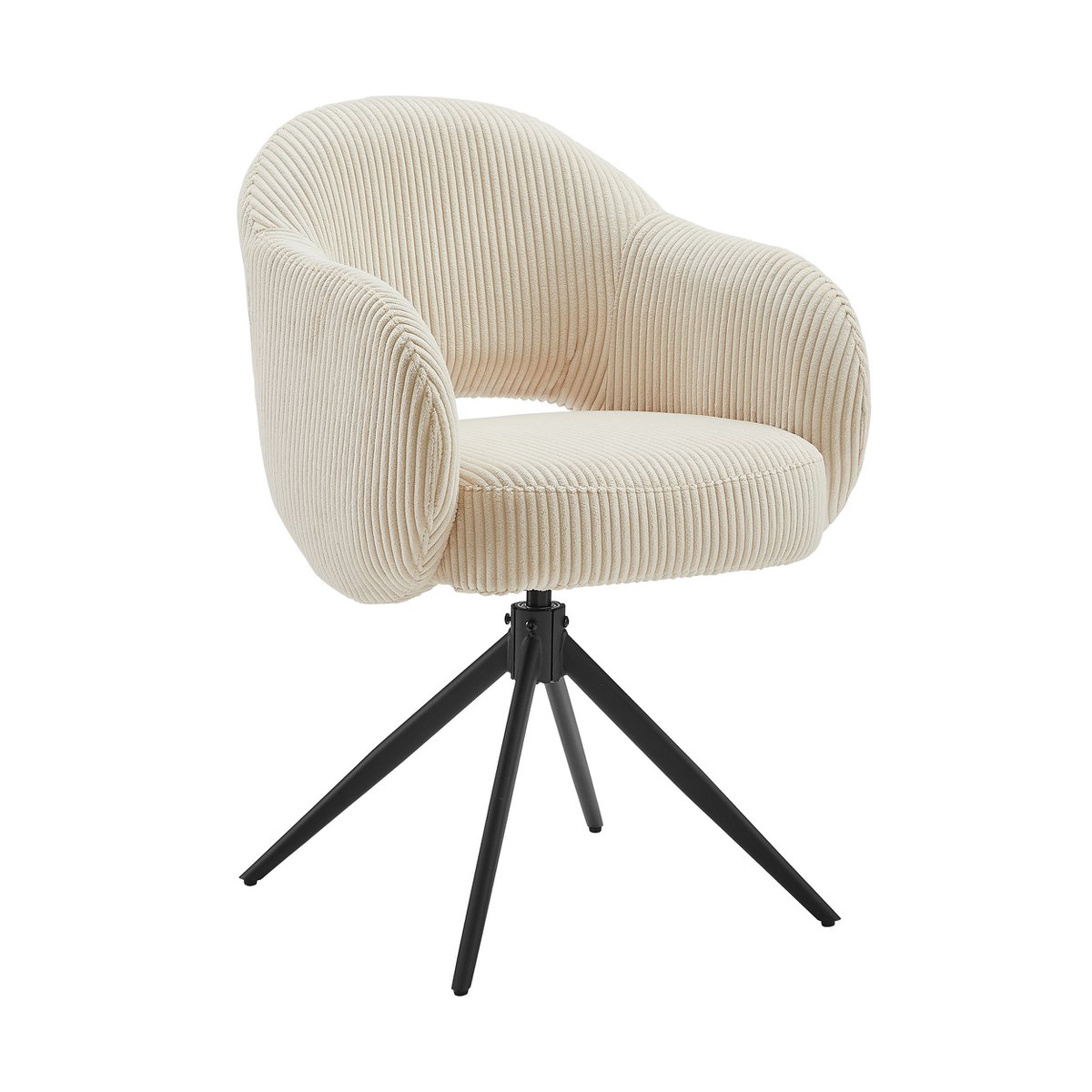 Draaifauteuil Beige met Zwart Metalen Frame – Corduroylook & Pocketvering - SalesFever - Casanovio
