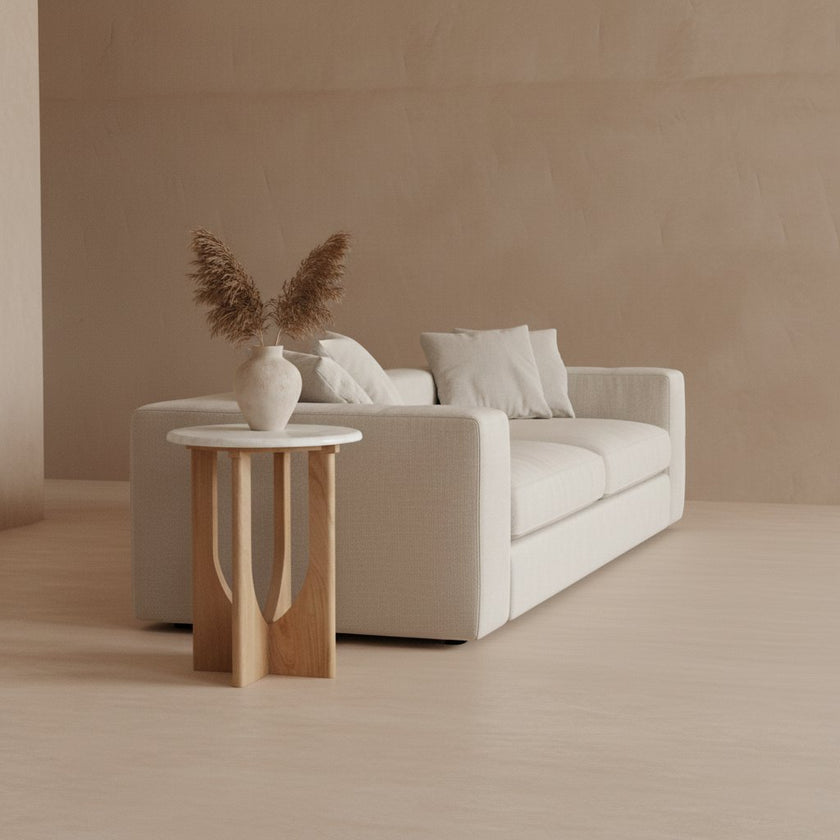 Kuching bijzettafel marmer wit - 30x30x50 cm