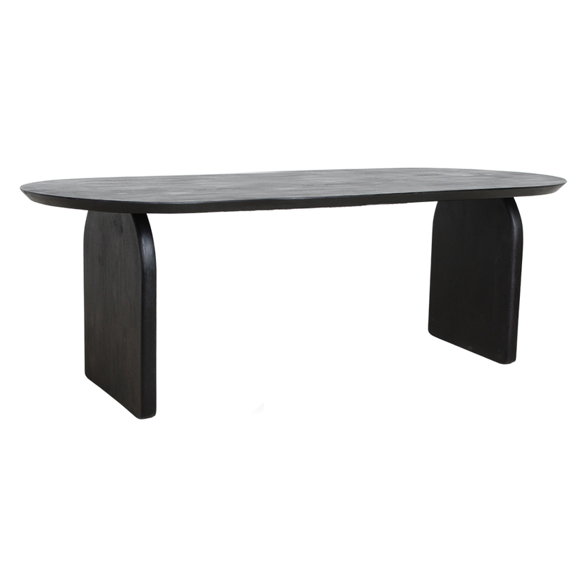 Bullnose eettafel zwart gesloten onderstel