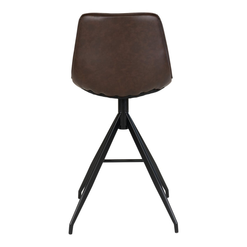 Monaco Counter Chair - Bruin, PU/Staal, 51x44x96 cm - Set van 2
