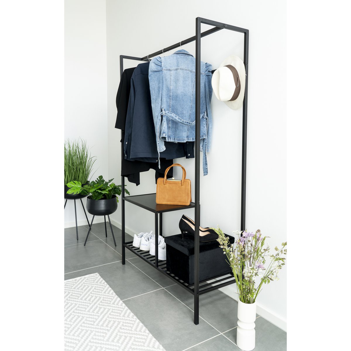 Ardola Bloempotten - Zwart, Staal - Set van 2