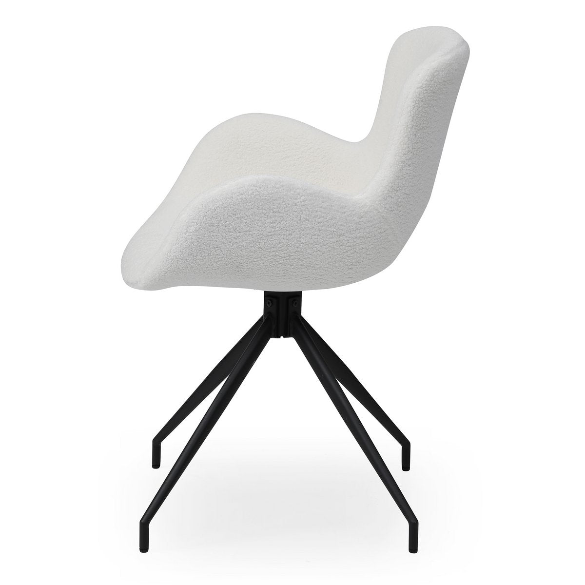 Cosy Draaistoel Wit met Uitgesneden Rugleuning - Zwart Metalen Frame – 180° Draaibaar - SalesFever - Casanovio